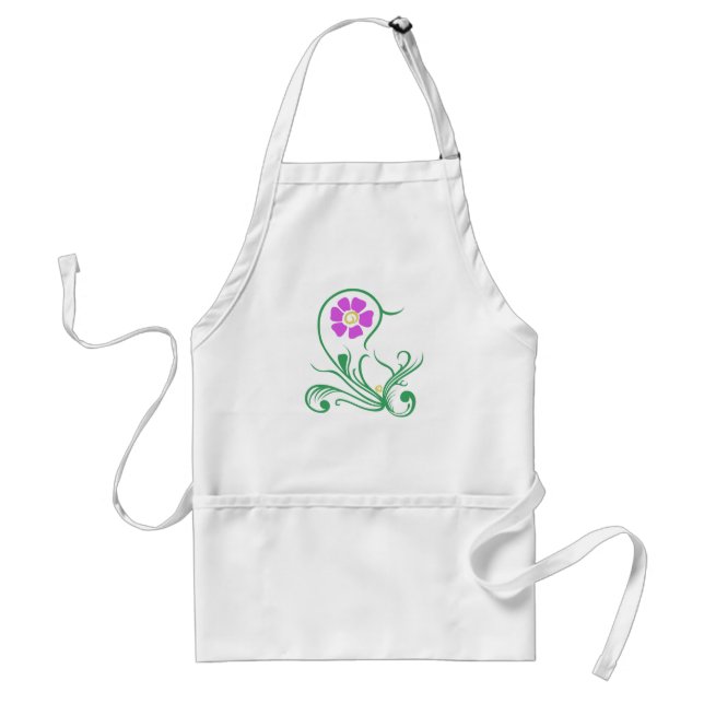 blommönster för grönt av lila förkläde (Framsidan)