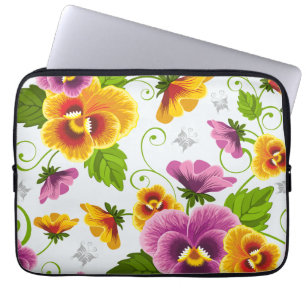blommönster för gult och rosa laptop fodral