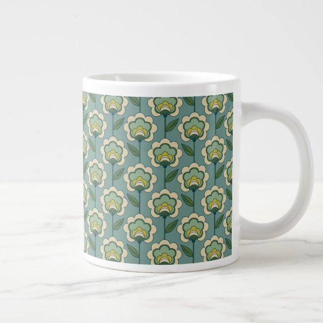Blommönster för kalk och Gult Jumbo Mugg (Höger)