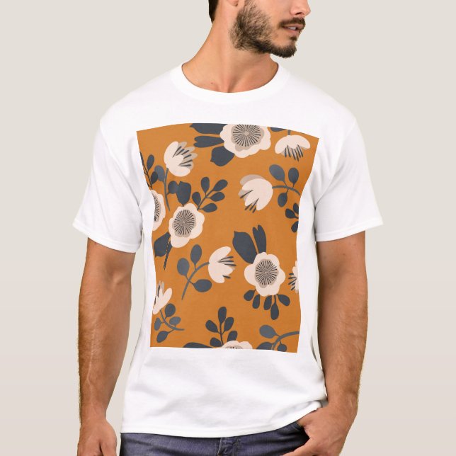 Blommönster för känslig botanisk Vintage T Shirt (Framsida)