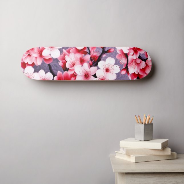 blommönster för körsbärsblommarnas rosa mini skateboard bräda 18,5 cm (Väggkonst (Horz))