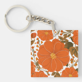 Blommönster för kraftig Orange med Löv