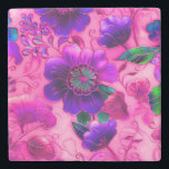 Blommönster för lila av Cloisonne rosa Stenunderlägg<br><div class="desc">Chic rosa lila blommigt cloisonne mönster trivet.</div>