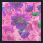Blommönster för lila av Cloisonne rosa Stenunderlägg<br><div class="desc">Chic rosa lila blommigt cloisonne mönster trivet.</div>