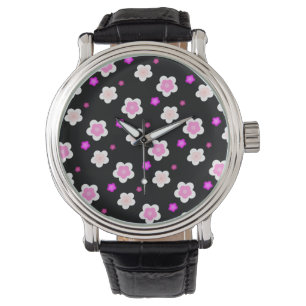 Blommönster för lila av modern Vår-vattengradient Armbandsur