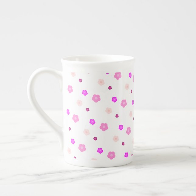 Blommönster för lila av modern Vår-vattengradient Benporslin Mugg (Vänster)
