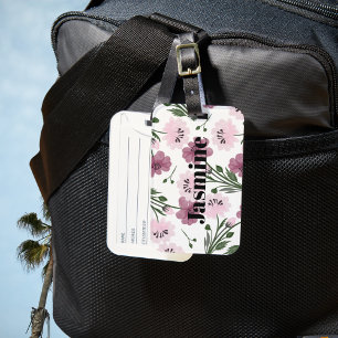 Blommönster för lila och Rosa med Anpassningsbar M Bagagebricka