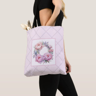 blommönster för lila och rosa tygkasse