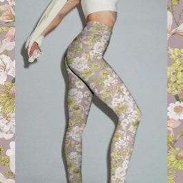 Blommönster för Ljust grönt Neutralt för söt Elega Leggings