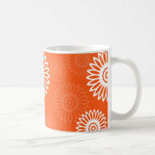 Blommönster för minimal tangerinärorange daisy kaffemugg