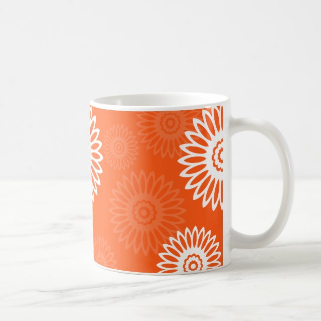 Blommönster för minimal tangerinärorange daisy kaffemugg (Höger)