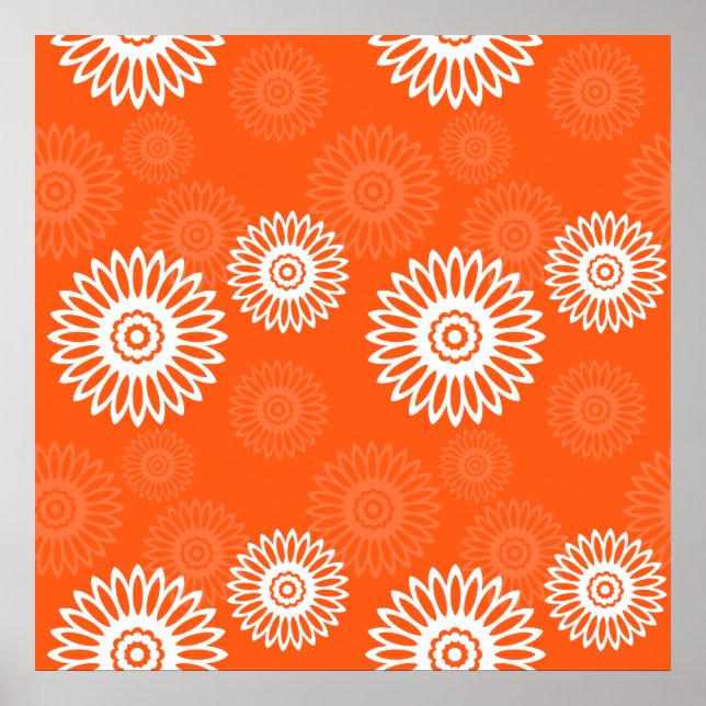 Blommönster för minimal tangerinärorange daisy poster (Framsidan)