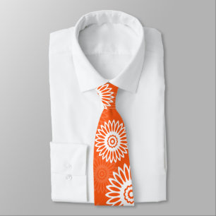 Blommönster för minimal tangerinärorange daisy slips