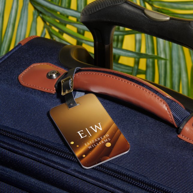 Blommönster för modern monogram Elegant av minimal Bagagebricka (Framsida Insitu 1)