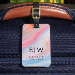 Blommönster för modern monogram Elegant av minimal Bagagebricka