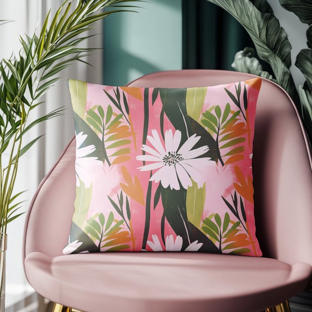 Blommönster för modern Rosa och Grönt Kudde (Skapare uppladdad)