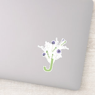 Blommönster för Monogram Elegant Lila Grönt Klistermärken