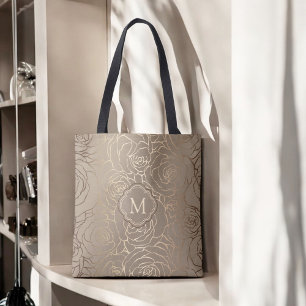 Blommönster för Neutralt av snyggt med Monogram Tygkasse