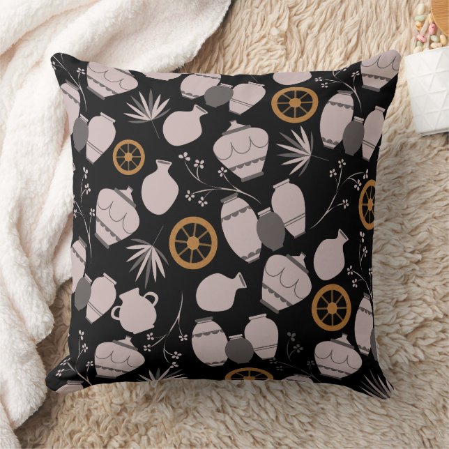 blommönster för potterier i keramikkonstnär t kudde (Filt)