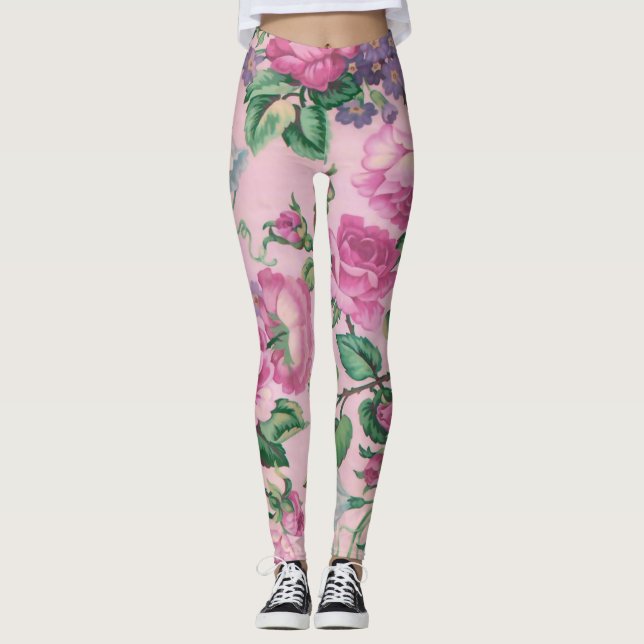 Blommönster för Rosa av elegant chic Leggings (Framsida)