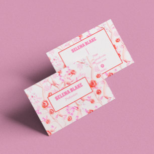 Blommönster för Rosa av elegant Modern och Trend Visitkort