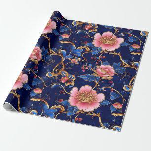blommönster för rosa av kobolt, chic presentpapper