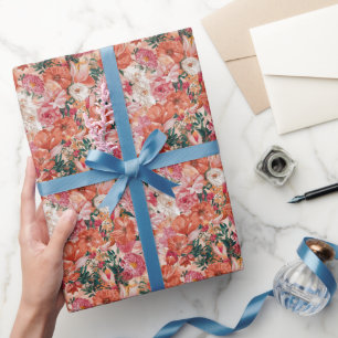 Blommönster för Rosa av orange Presentpapper