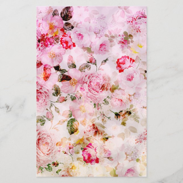 blommönster för rosa av pastellfärgvatten för vint (Framsida)