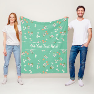 Blommönster för Rosa av söt Grönt Orange Fleecefilt