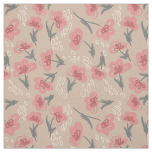 Blommönster för rosa blommbeige bakgrund tyg