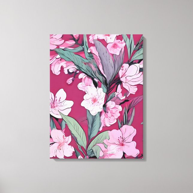 Blommönster för Rosa Canvastryck (Framsida)