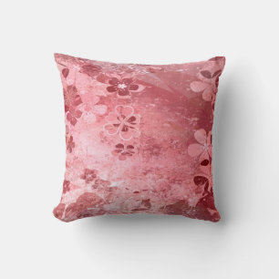 blommönster för rosa grunge vintage kudde