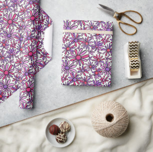 Blommönster för Rosa och Lila Daisy Presentpapper