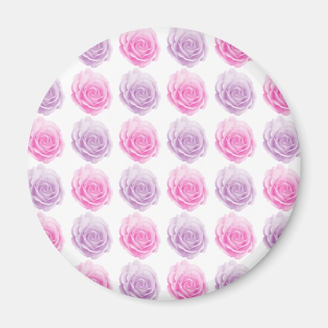 blommönster för rosa och lila ro magnet (Framsidan)