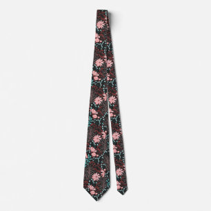 Blommönster för rosa och Mörk Slips