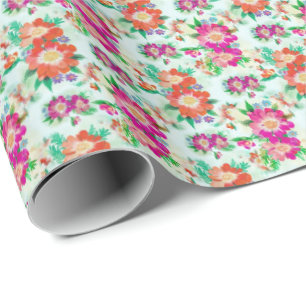 Blommönster för rosa och röd Vintage Presentpapper