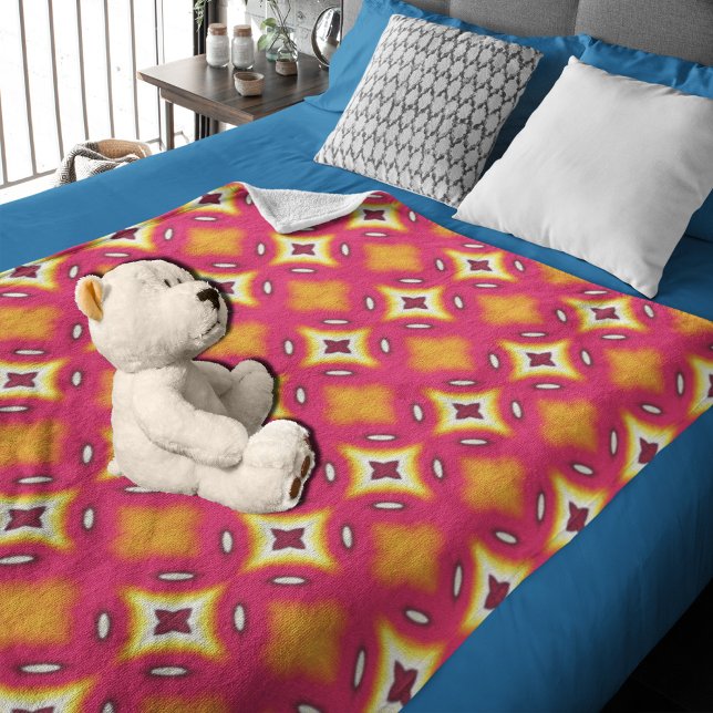 blommönster för rosa orange abstrakt fleecefilt (Skapare uppladdad)