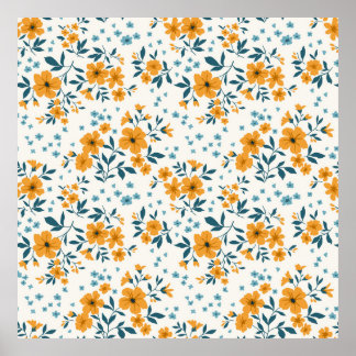 blommönster för sömlös vintage i trendiget. Oändli Poster