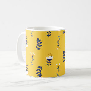 Blommönster för söt Chic Gult Kaffemugg