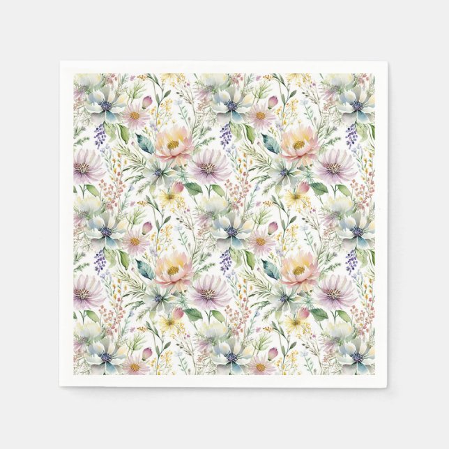 blommönster för söt pastel pappersservett (Framsidan)