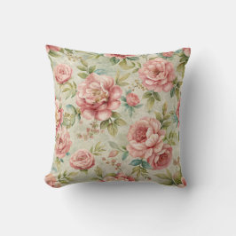 Blommönster för söt Vintage Inspired Rosa Kudde