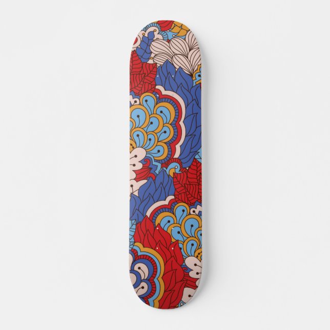 Blommönster för trendig Färg Roligt Modern Abstrak Mini Skateboard Bräda 18,5 Cm (Framsida)