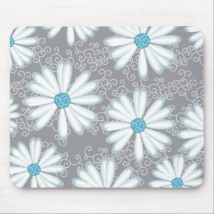 Blommönster för Turcos Silver White Vild Daisy Musmatta