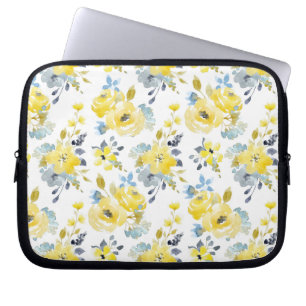 Blommönster för vattenfärgsGult Laptop Fodral