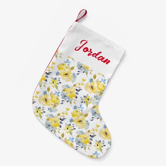 Blommönster för vattenfärgsGult Liten Julstrumpa (Framsidan (Hängande))