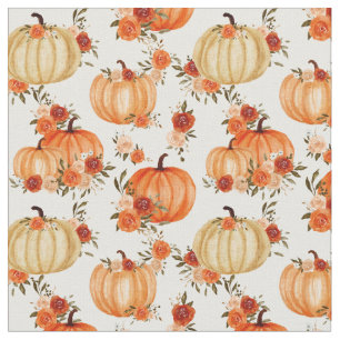 Blommönster för vattenfärgspumpkin-Orange Tyg