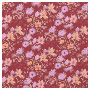 Blommönster för Vintage av Burgundy och  Rosa Tyg