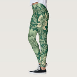 Blommönster för Vintage av Grönt Leggings