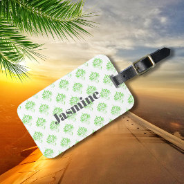 Blommönster för Vintage av grönt med Anpassningsba Bagagebricka