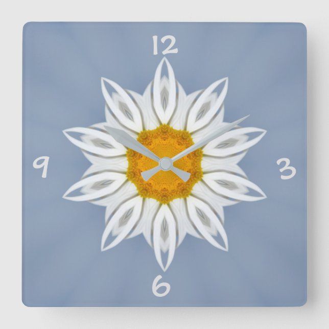 Blommönster Fyrkantig Klocka (Framsida)